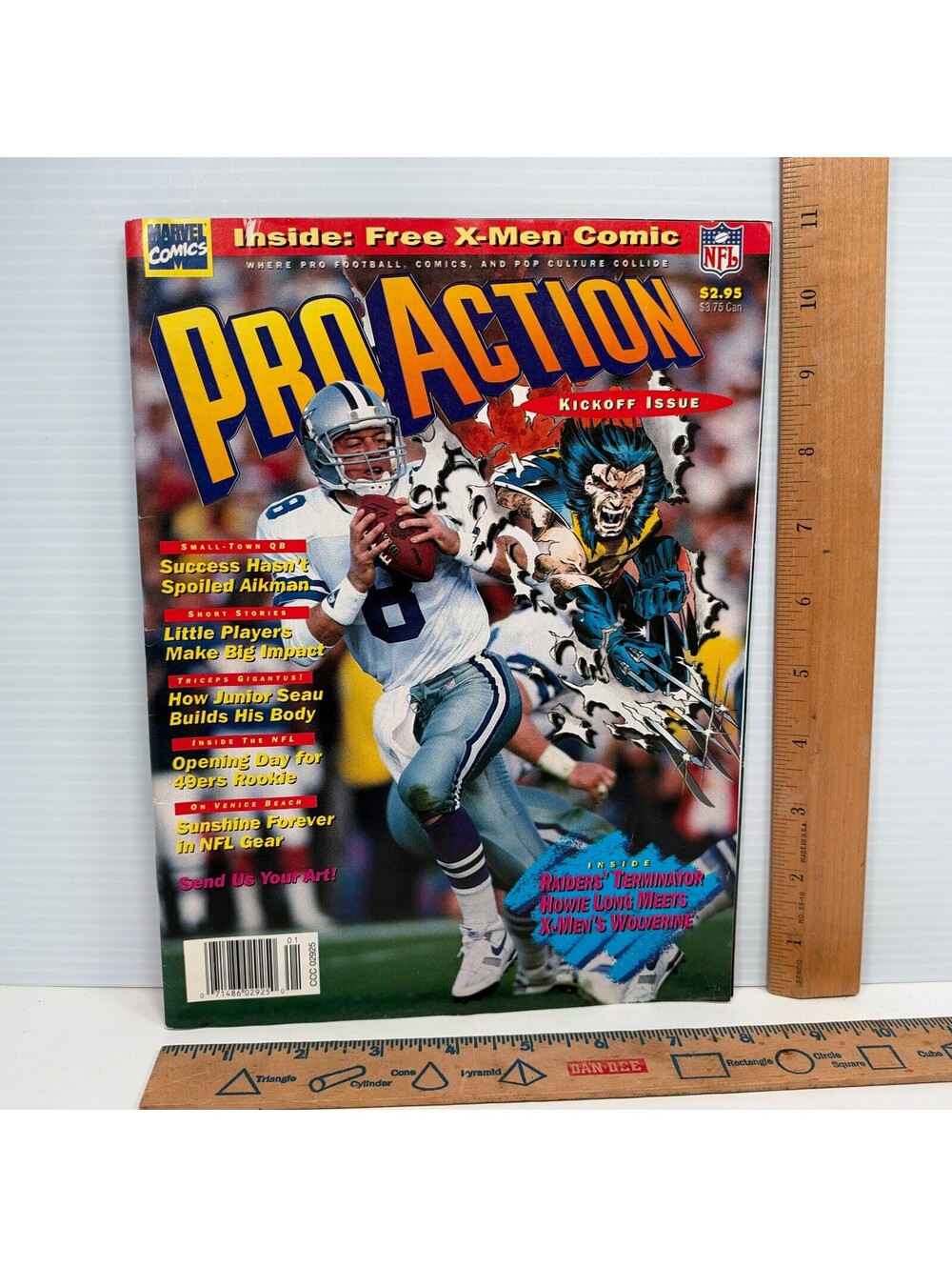 1994 Pro Action Kickoff Issue 1 Marvel Comic NFL Magazine Troy Aikman Wolverine